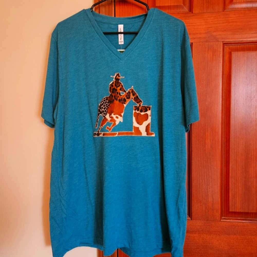 Bella Canvas teal Barrel Racer tee